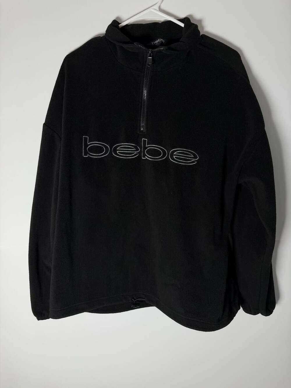 Y2K Bebe Sport Black 1/4 Zip Pullover Fleece Sweatshirt Size 1X